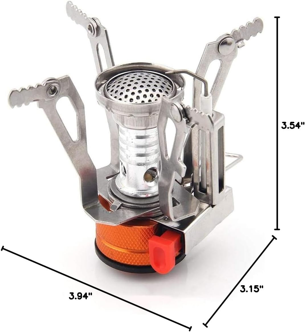 Backpacking Stove Portable Camping Stove with Piezo Ignition Stable Supports Ultralight Stove for Camping Hiking and Backpacking Trips Cooking (Orange)