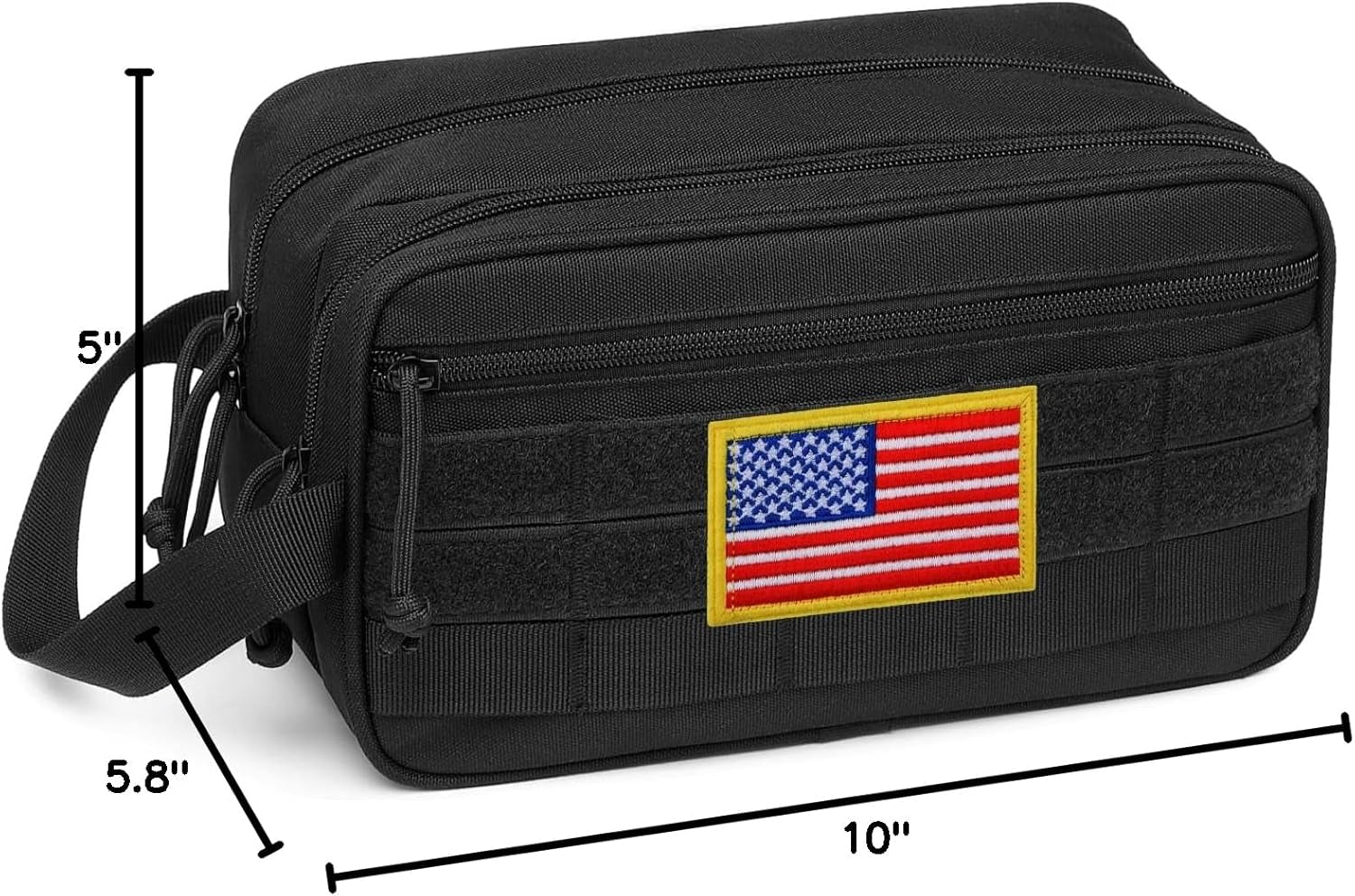 Toiletry Bag for Men - Dry Wet Separate Travel Toiletry Bag, Tactical Molle Dopp Kit for Men with Large Capacity, Water-Resistant Shaving Bag for Adult Women for Travel, Black