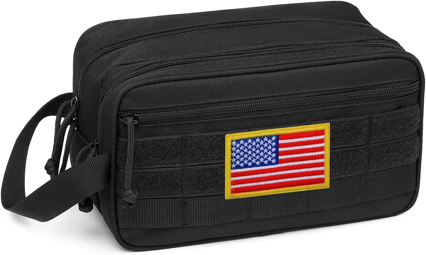 Toiletry Bag for Men - Dry Wet Separate Travel Toiletry Bag, Tactical Molle Dopp Kit for Men with Large Capacity, Water-Resistant Shaving Bag for Adult Women for Travel, Black